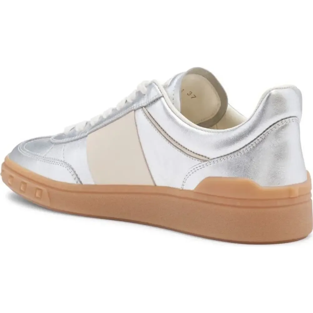 Valentino Garavani Upvillage Metallic Silver Low Top Sneakers 10.5